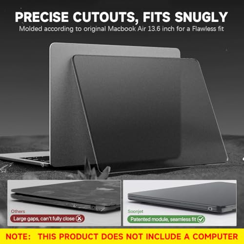 ZORBES® Laptop Cover for MacBook Air 13.6 Inch M4 A3240 M3 A3113 M2 A2681 Matte Anti-fingerprint Hard Shell Case Cover for Apple New Mac Book 13 Inch Case 2025 2024 2022 Release, Anti-slip Pads, Black ZORBES® Laptop Cover for MacBook Air 13.6 Inch M4 A3240 M3 A3113 M2 A2681 Matte Anti-fingerprint Hard Shell Case Cover for Apple New Mac Book 13 Inch Case 2025 2024 2022 Release, Anti-slip Pads, Black